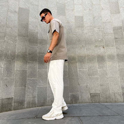 smart straight leg joggers in light green