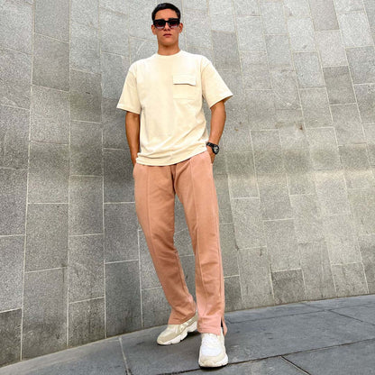 smart straight leg joggers in light green
