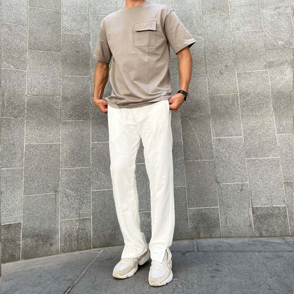 smart straight leg joggers in light green