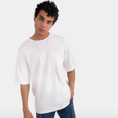 relaxed pocket t-shirt in beige