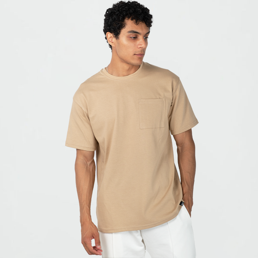 relaxed pocket t-shirt in beige