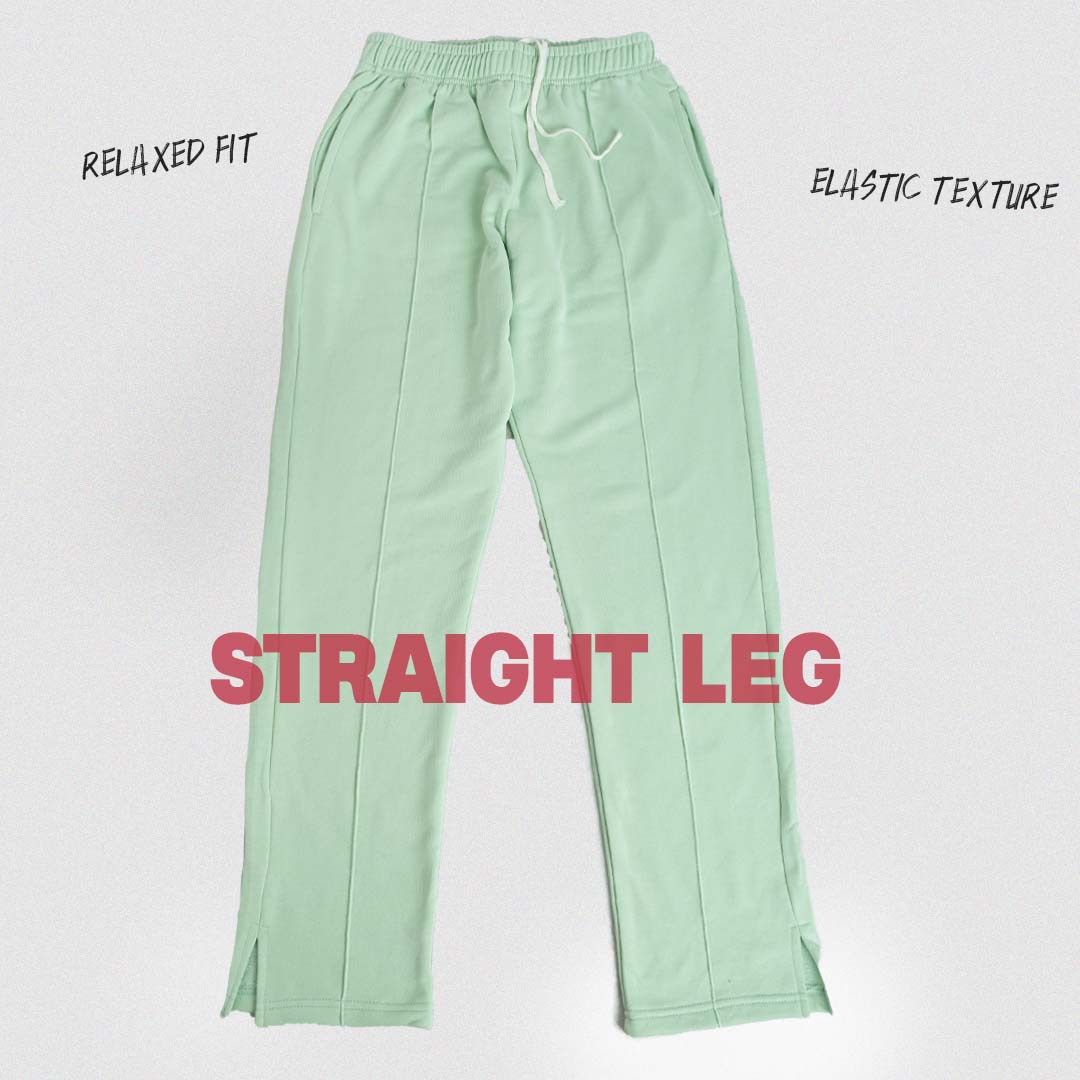 smart straight leg joggers in light green