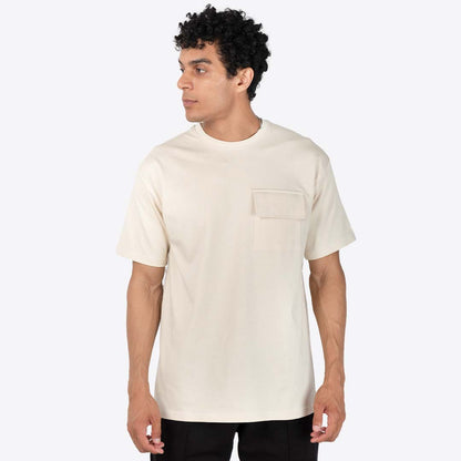 relaxed t-shirt with front cargo pocket in khaki